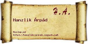 Hanzlik Árpád névjegykártya